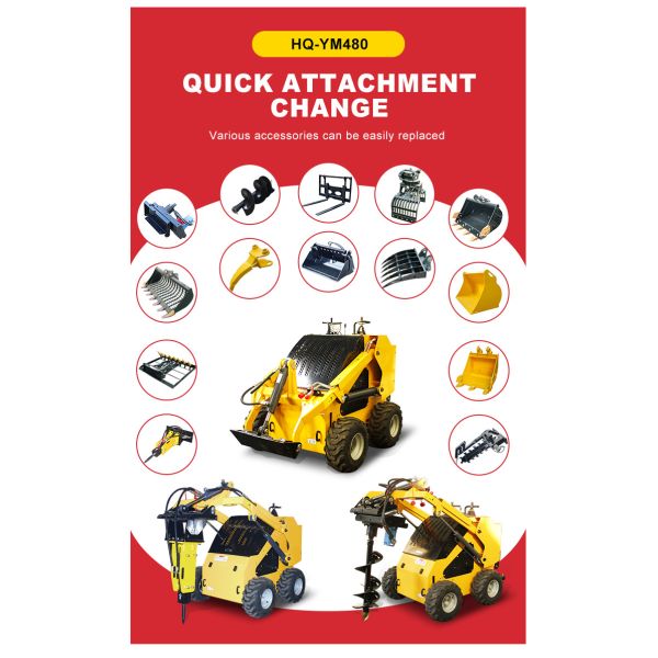 High Load Moment Mini Skid Steer Loader Robust Performance for Construction Site