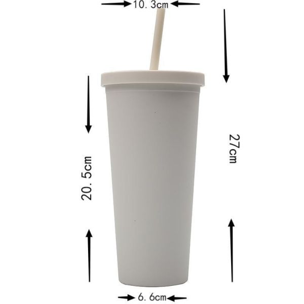 RTS 24oz AS/PS Material Custom Printed Plastic Tumblers Reusable Double Wall Plastic Cup With Straw Candy Color Non Slip Environmental Friendly