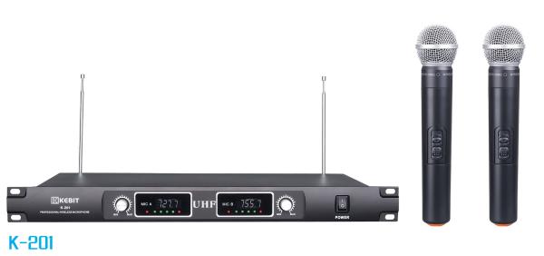 Quality UHF two channels fixed- frequency wireless microphone K-201 for sale
