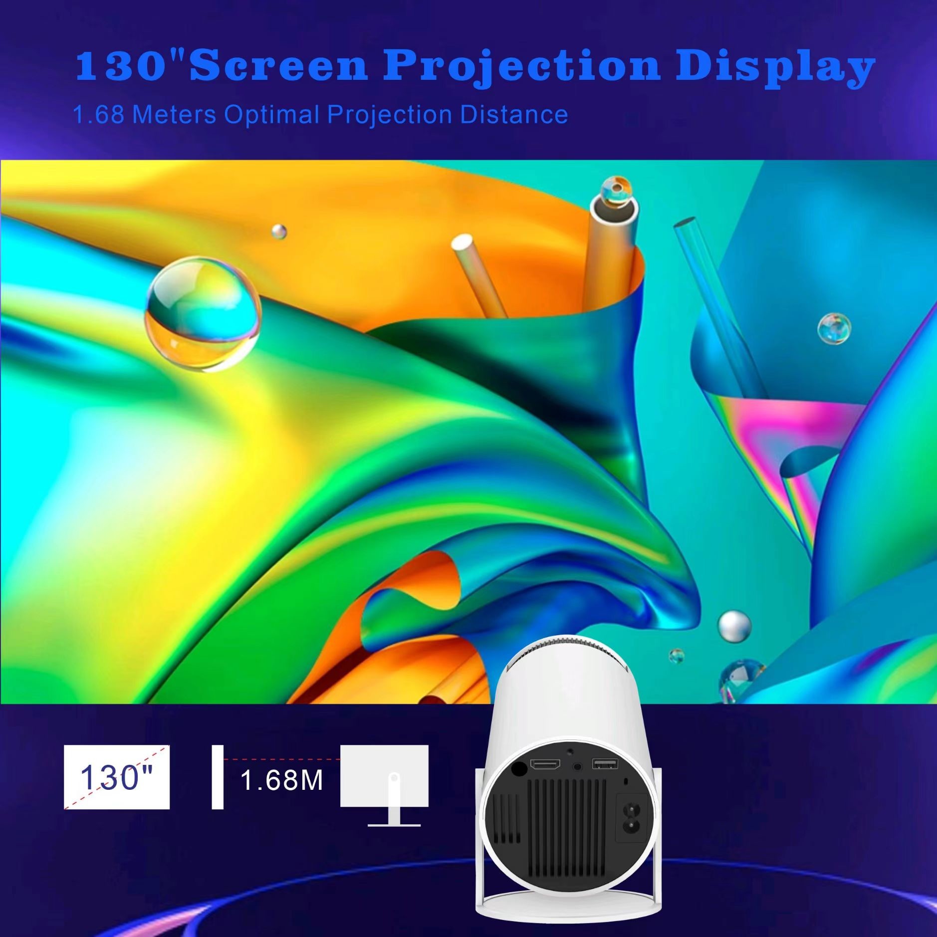 2.69inch LCD TFT Display 4K HD Projector with Quad-core ARM Cortex-A53 CPU and 1G RAM