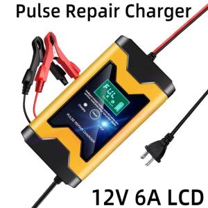 China 12v Pulse Repair Lead acid Battery Charger 12V 6A motorcycle car battery charger temperature control compensation on sale