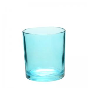China Blue Colored Glass Votive Candle Holders 11OZ OEM Soy Wax Candle Holder on sale