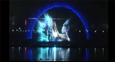 Creative Outdoor Digital Laser Water Screen Curtain , Laser Water Fountain Movie