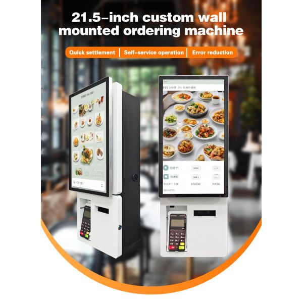 21.5" Customized Horizontal Vertical Wall Mount Printer QR Code Scanner Self Service Touch Screen Kiosk