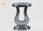 Oval Top Silver Mirror Mosaic Glass Table / Pedestal