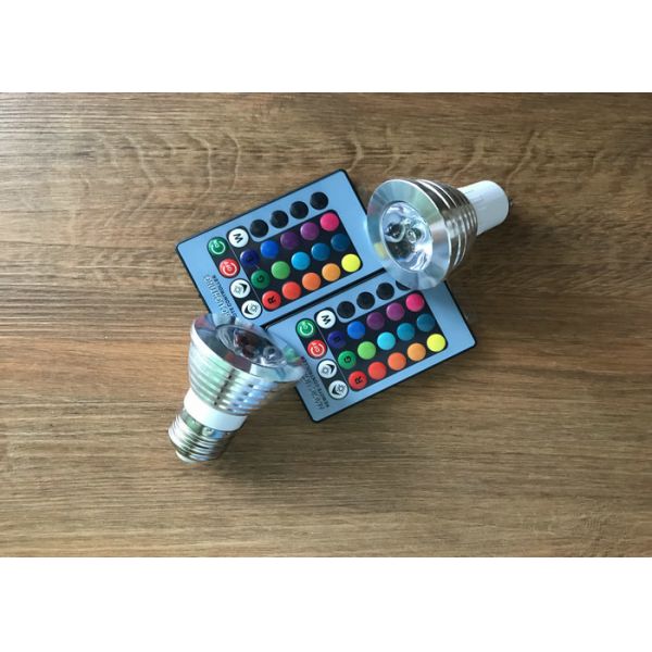 Shopping Mall RGB 3 Watt LED Spot Bulbs With Remote Control 16 Colors 24 Keys
