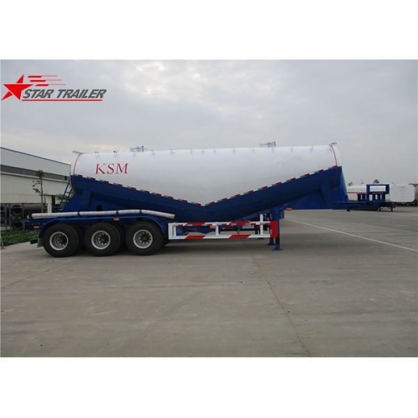 Green Three Axles Bulk Cement Semi Trailer Banana Type Technical Details