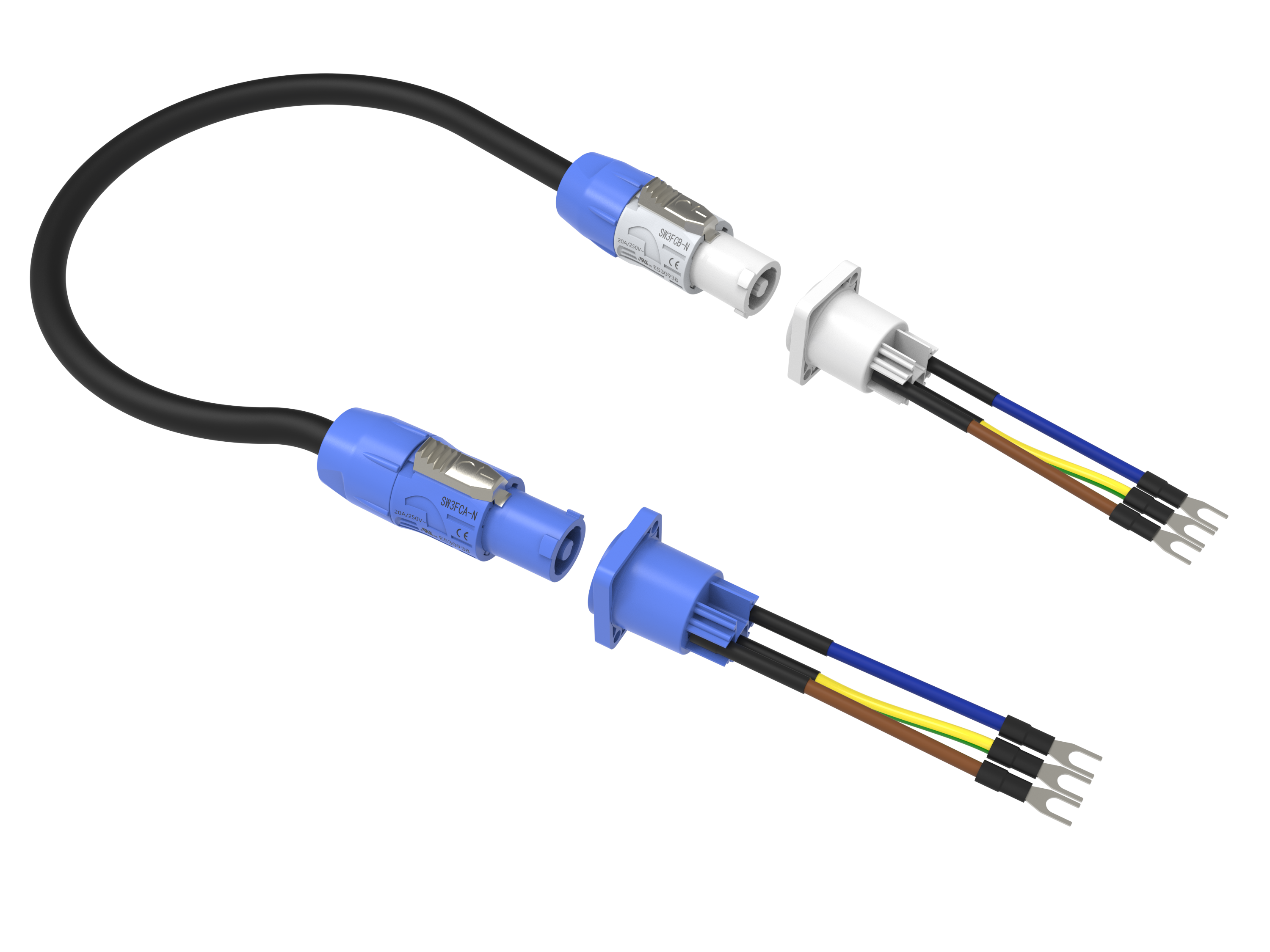 IP44 Indoor Circular Power Connector Male Plug Powercon Electrical