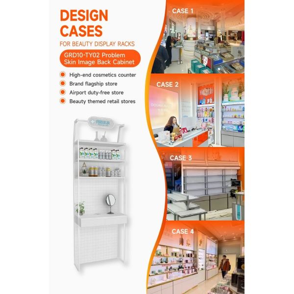 GDR10-TY02 Retail Store Display with White LED Light Strips and 5mm Ultra-clear Glass Tabletop for Cosmetics Retail Stores