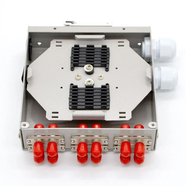 12core Fibre Optic DIN Rail Mount Enclosure With St Duplex Adapter