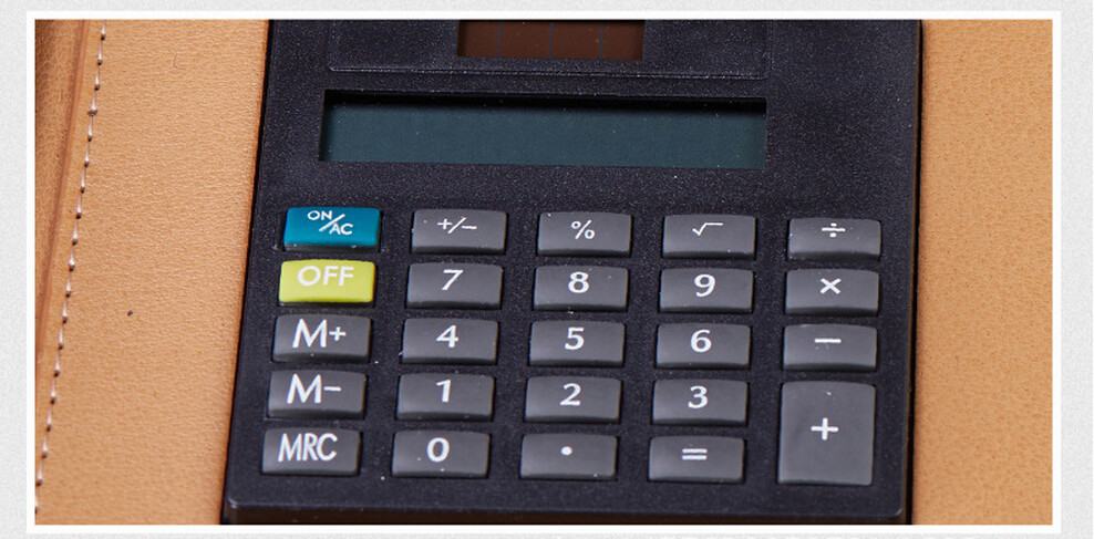 Pu Leather Manager folder notebook with zipper and Calculator