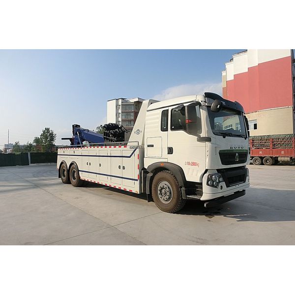 Howo Double Rear Axle and Eight Wheels,2 Sections Lazy Arms, 3 Section Bracket Arms Wrecker Truck for Pulling and Dragging