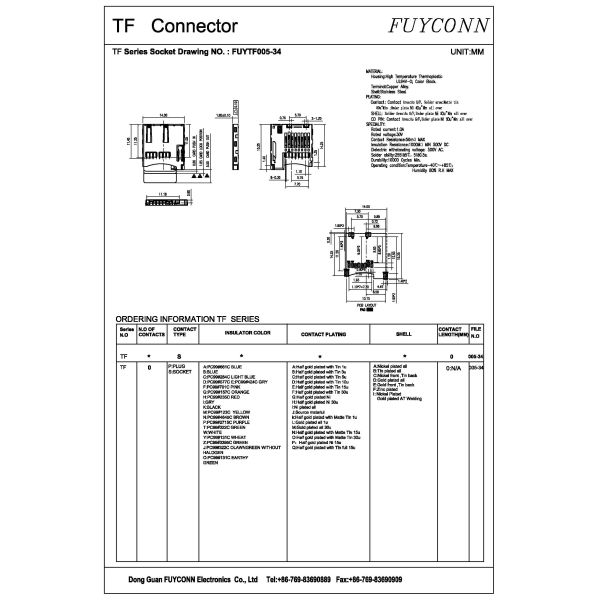 UL94V-0 Copper Alloy 30V DC 0.5AMP Card Connector