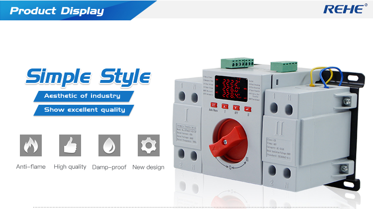 CN-ATSQ1Z Series 63A/2P Integrativer Automatically Dual Power Automatic Transfer Switch With Display LED Screen for Generator