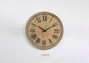 China ZY19039 12 Hours Carved Round Wooden Clocks Wall Art Clock on sale