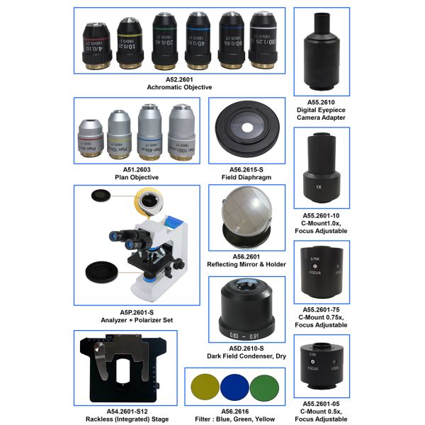 LED A12.2601-BT 400X Student Compound Microscope WF10x High Precision