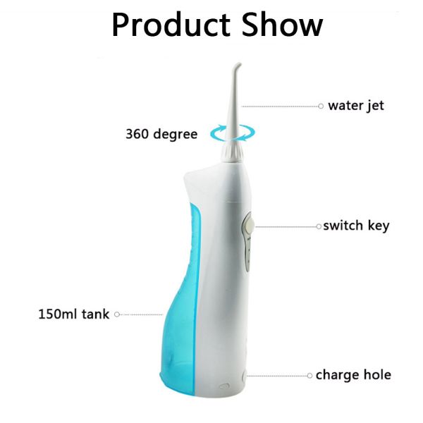 2017 NEW Arrival Rechargeable Oral Care Water Flosser Cordless 165ml 2 Tips included 2 modes