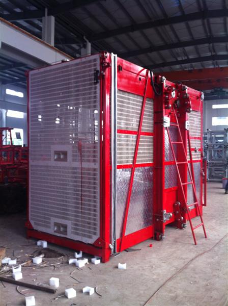 1000kg Twin Cage Construction Hoist Elevator for Building Material
