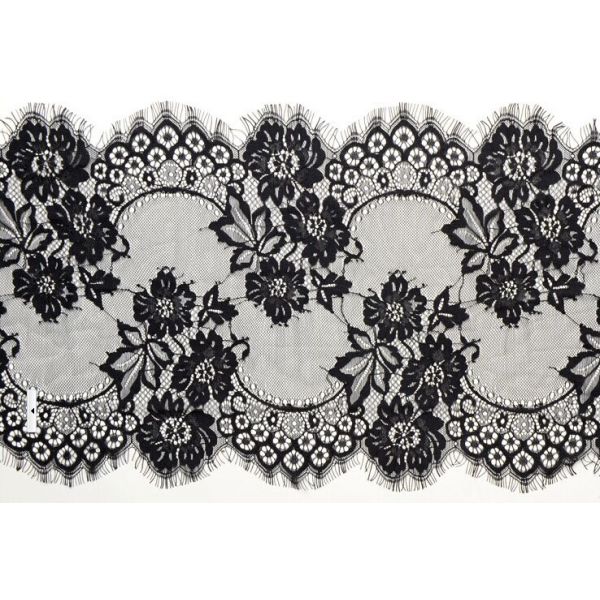 eyelash lace border/lace edged lace/soft lace with Bkack Ivory Double Color