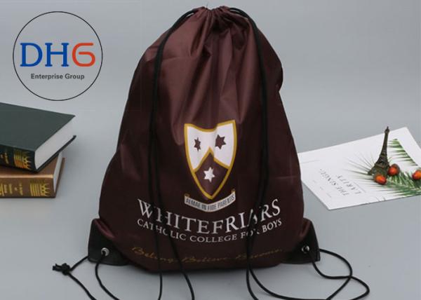 Quality Durable Fabric Nylon Drawstring Backpack 210D Silk Screen Printed ECO Friendly for sale