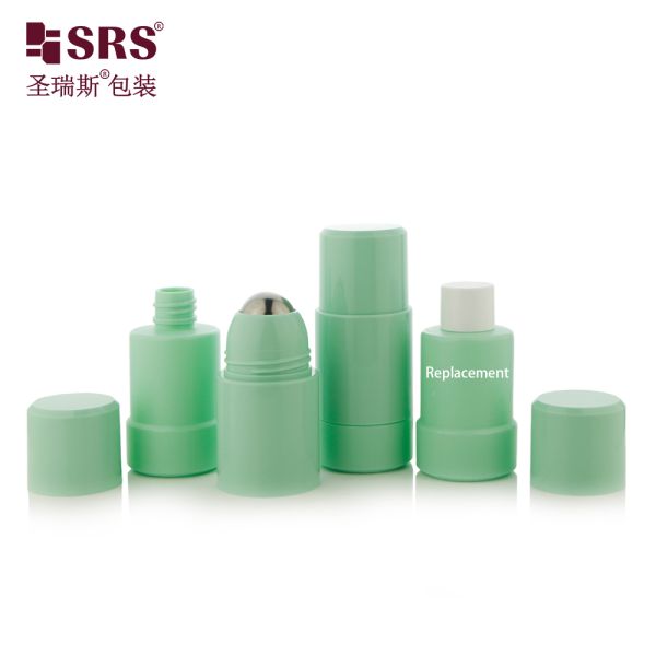 50ml 75ml Empty Replaceable Refill PP PCR Recycled Injection Custom Color Deodorant Luxury Roll On Bottle