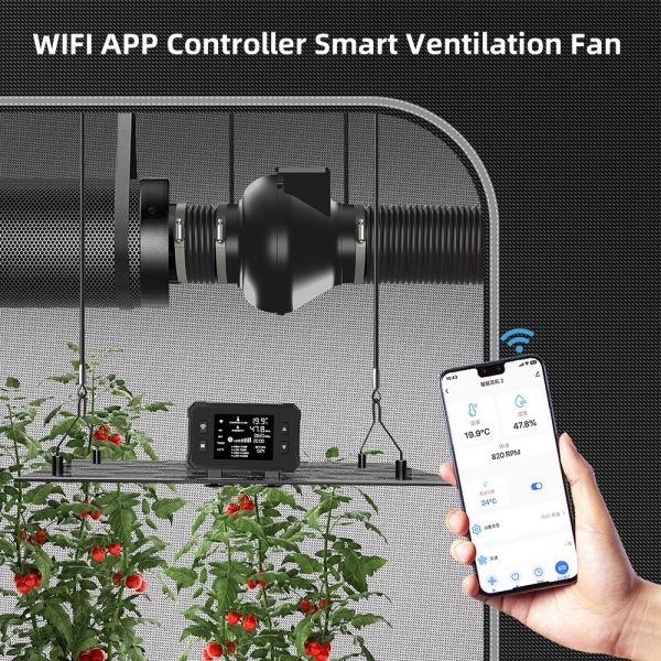 Hydroponic System Small Plant Tent 60*60cm Complete Kit LED Grow Light Wifi Controller Inline Duct Fan Air Filtration