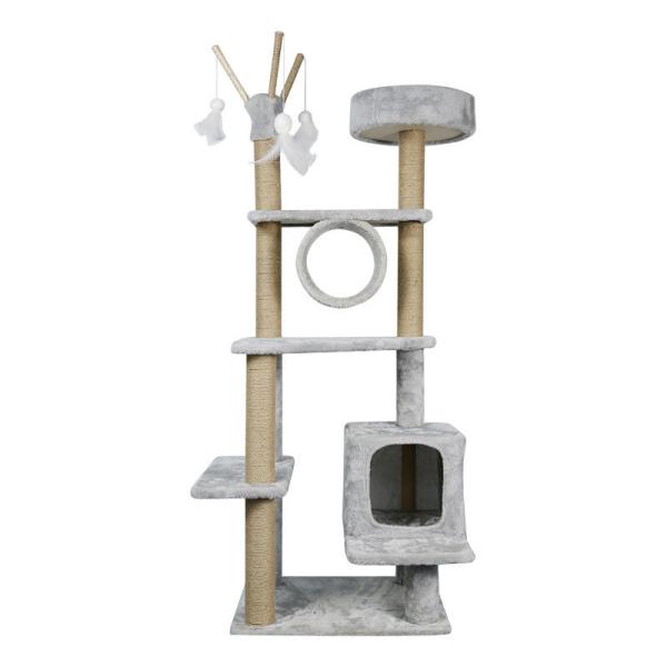 Quality Gray Short Plush And Sisal Tall Cat Tower Large Cat Tree For Rest for sale