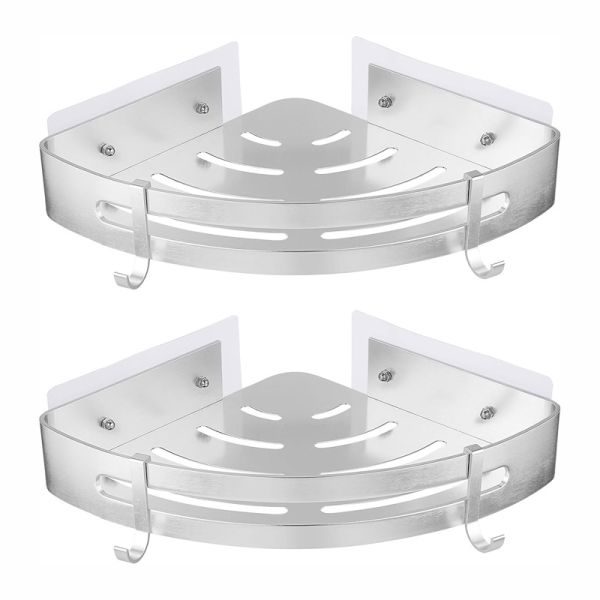 Strong Adhesive Shower Caddy with Hooks for Brushes and Sponges