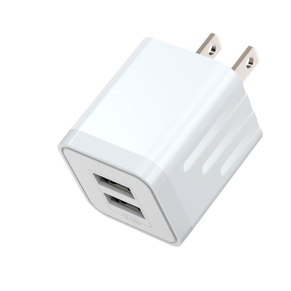 ABS Cell Phone Charger Adapter / Dual USB Fast Charging Wall Adapter For Samsung A21