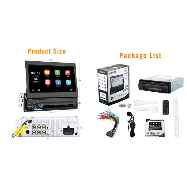 7 Color RGB Light Single Din Car Radio 7 Inch Single Din Retractable Touch Screen IPS