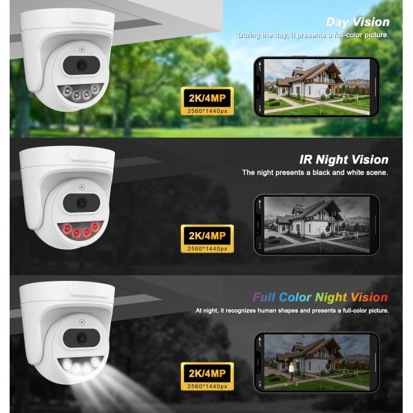 IP Night Vision Dome Network Camera with Audio 2K 4MP Indoor Security Cctv POE IP Dome Camera