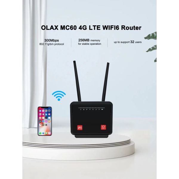 OLAX MC60 dual antenna long range home wireless CPE 4g LTE mobile wifi router modem with sim card slot