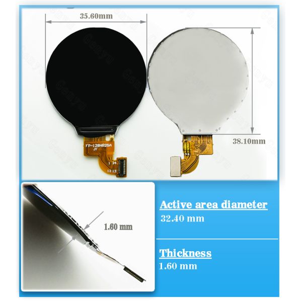 4SPI Interface 1.3 inch Tft Lcd 240X240Dots Ips Gc9A01 14Pin Zip Fpc Round Lcd Display For Smart Watches Round Display