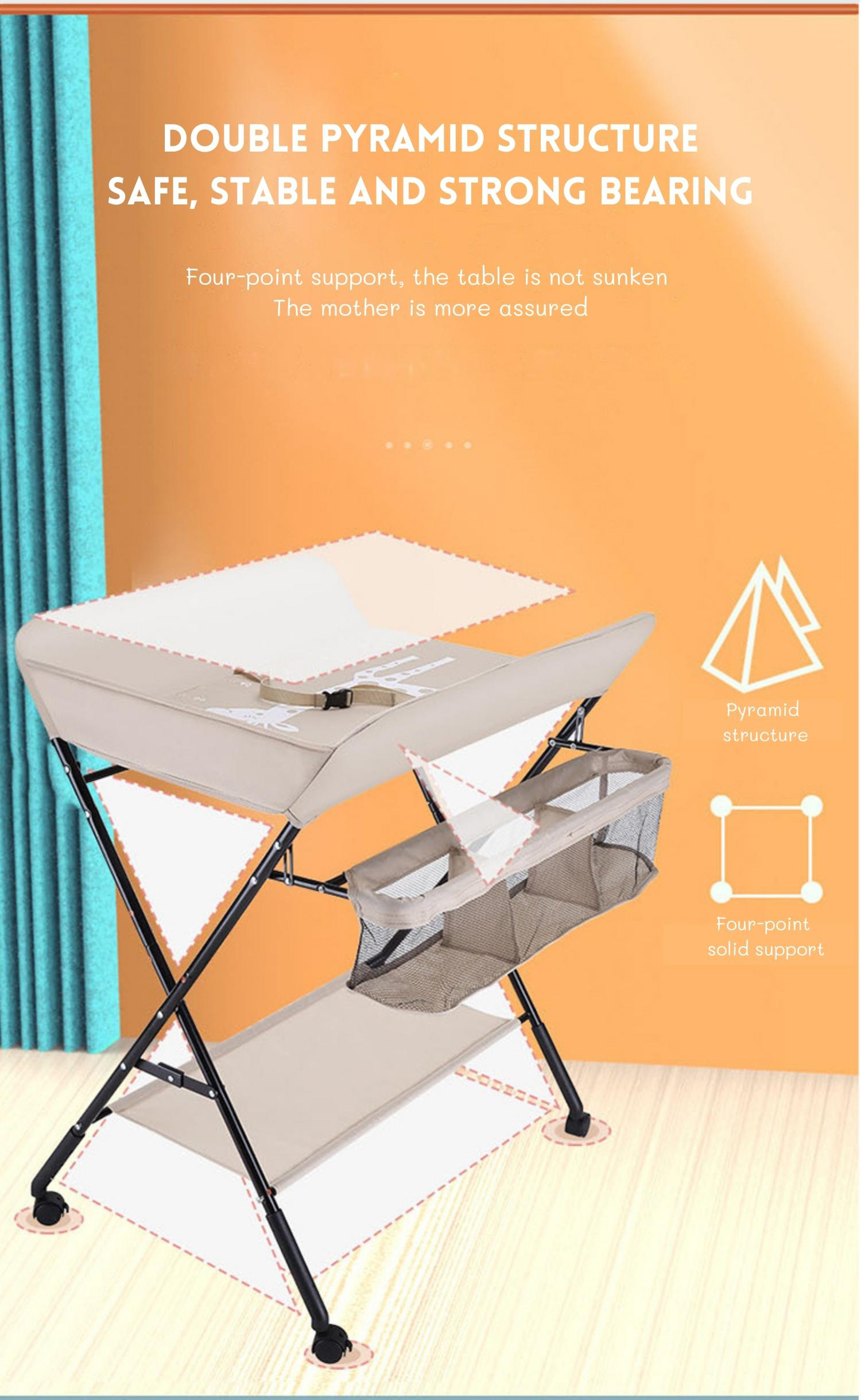 Multi-Functional Infant Changing Table Foldable Baby Nursing Table For 0-3Years