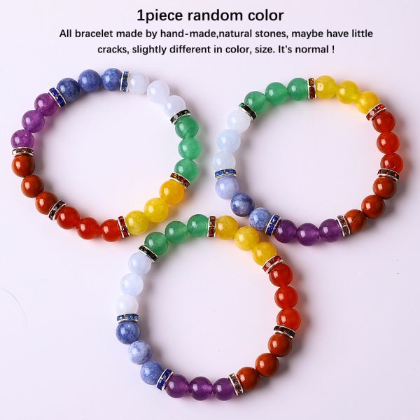 4mm/6mm/8mm/12mm Handmade Crystal 7 Chakra Bracelet Length 18cm