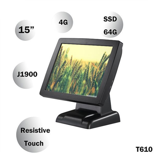 8 Digital Display Windows Based Pos System , USB X 6 Touch Screen Cash Register