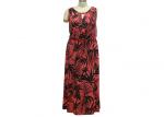 Full Length Short Sleeve Chiffon Maxi Dress , A Line Summer Casual Dresses Leaf