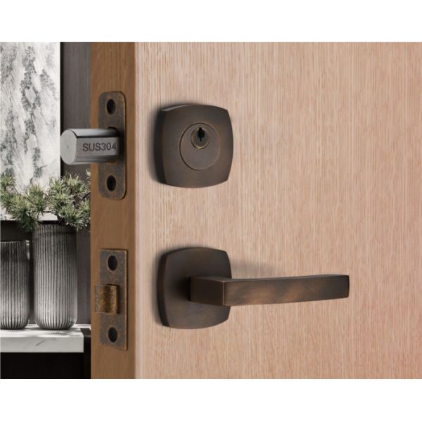 Amertop Door Handle Lever with New Design for Home Bedroom or Bathroom Privacy in Brass