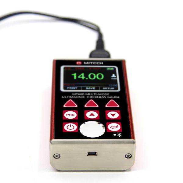 Quality Adjustable Backlight Steel Thickness Gauge With Internal Bluetooth Module MT660 for sale
