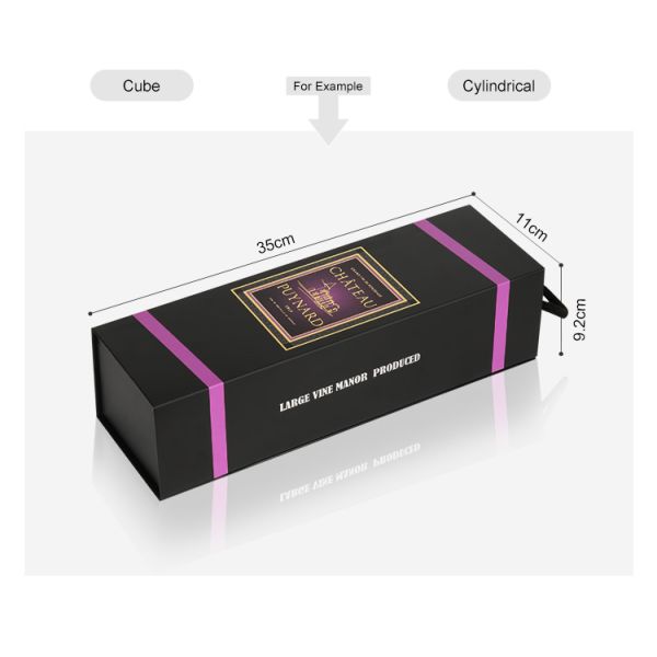 Single Folding Magnetic Wine Gift Box Luxury Cardboard Black Custom