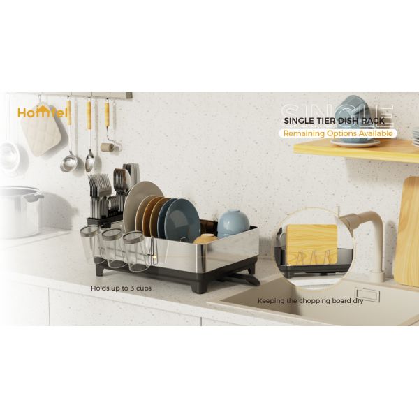 Multifunctional Kitchen Folding Dish Rack , Stainless Steel Dish Drainer and Organizer