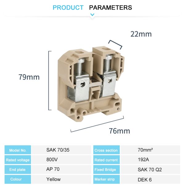 JSAK 70/35 High Current Screw Connection Terminal Block Cage Clip Weidmuller 70mm