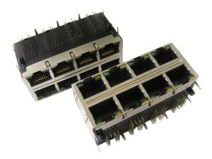 China Gigabit Integrated Magnetics RJ45 , Stacked RJ45 Connectors 2x4 Temperature Resistance on sale
