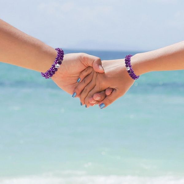 Round Shape Purple Gemstone Amethyst Bead Bracelet 4/6/8/10/12mm