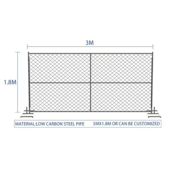 America Galvanised Temporary Fencing 6x8ft Temporary Chain Link Fence Panels