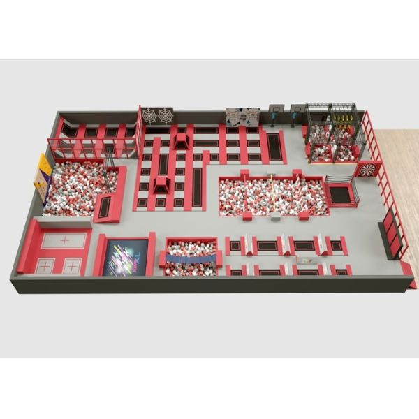 Indoor Training Trampoline Park Playground Commercial With Ninja Course