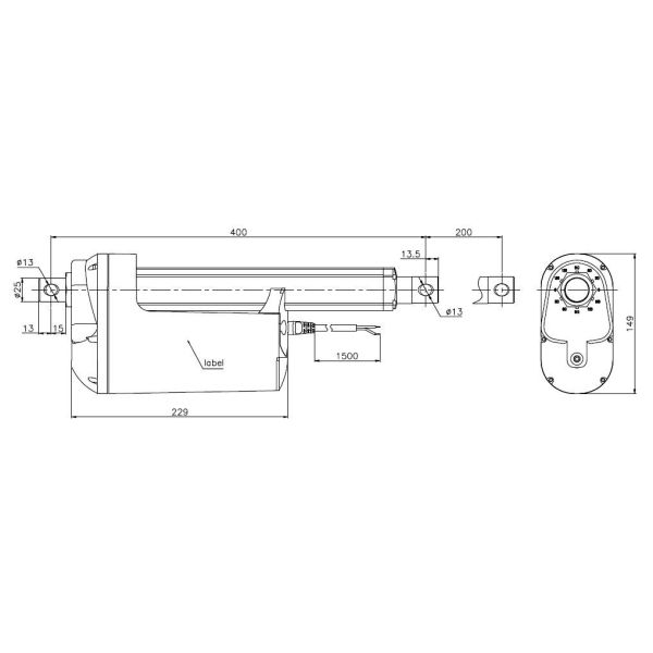 250mm stroke linear actuator 24v , electric piston dc motor 10000N force