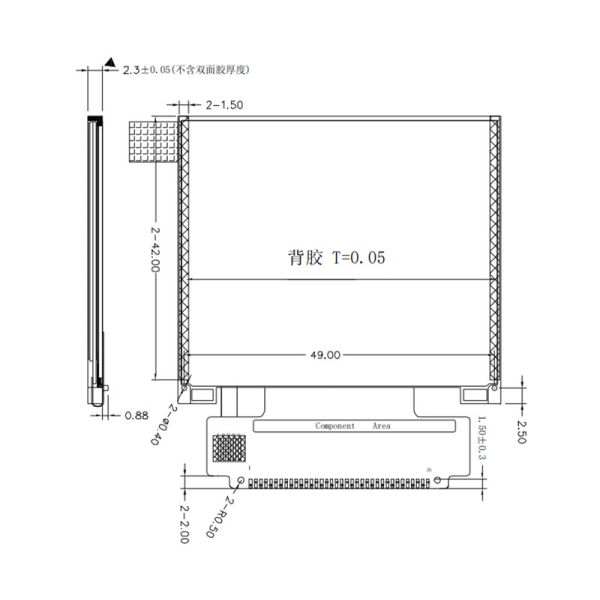 320x240 Medical LCD Touch Screen 2.3 Inch ILI9342C MCU 8bits Interface 36 Pins