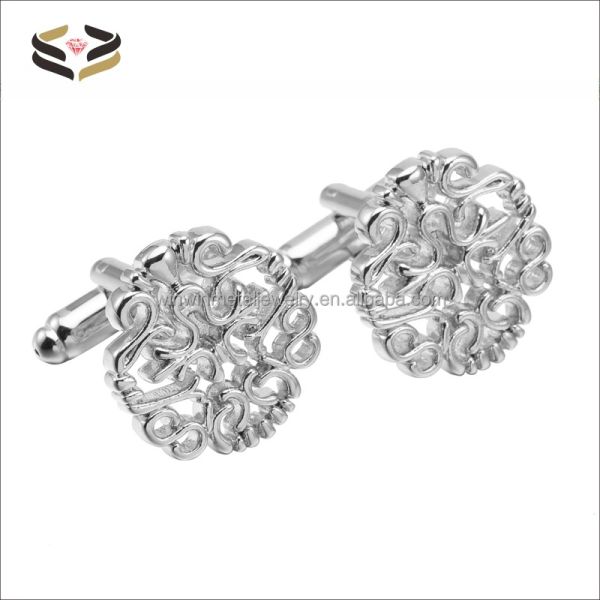 Hollow Out Flower Cufflinks Tie Clip For Men Tuxedo Shirt Regular Wedding Business