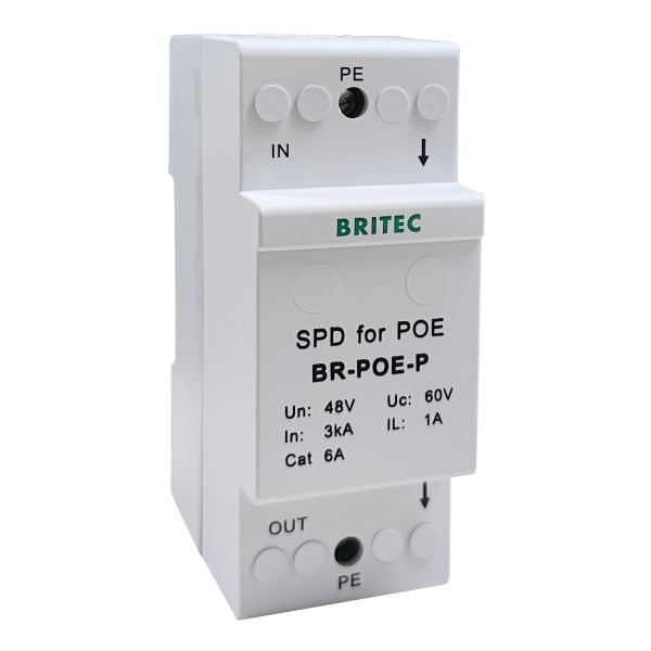 BR-POE-P 48V Data Surge Protector cat 6 POE Power Over Ethernet surge protection device spd spd rj45 poe